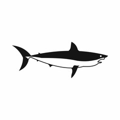 Canvas Print - Shark icon in simple style isolated on white background. Fish symbol