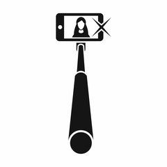 Poster - selfie stick with mobile phone icon in simple style isolated on white background. device symbol