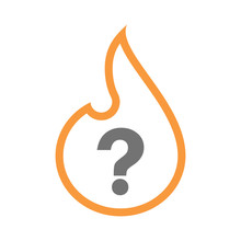 Isolated Line Art Flame Icon With A Question Sign