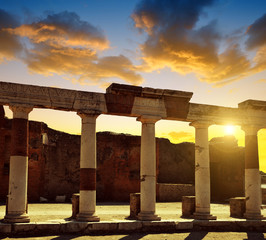 Wall Mural - Ancient Roman city of Pompeii at sunset, Italy.