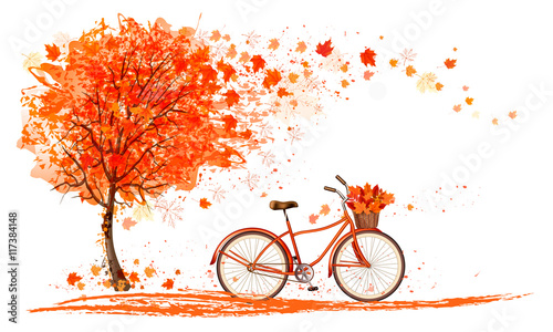 jesieni-tlo-z-drzewem-i-bicyklem