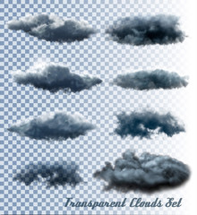 Aufkleber - Set of transparent clouds and smoke. Vector.