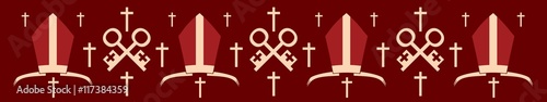 Fotografía Bishop mitre and crosses. Vector illustration. Catholic symbols