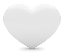 Glossy White Heart On A White Background, 3d Illustration