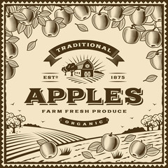 Wall Mural - Vintage brown apples label