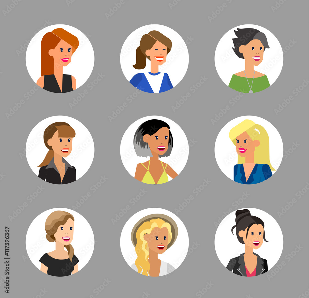Cute cartoon human avatars set Stock Vector | Adobe Stock