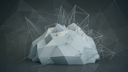 Wall Mural - Grey futuristic network shape. Abstract future technology construction. 3D render smooth animation with motion blur seamless loop 4k UHD (3840x2160) 
