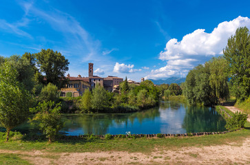 Wall Mural - Rieti (Italy) - The Sabina's city, in Lazio region, under Mount Terminillo and crossed by the river Velino.