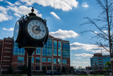 Fototapeta Miasto - Lexington South Carolina Main Street Town Clock Buildings Center