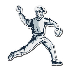 Sticker - flat design baseball player icon vector illustration