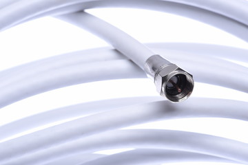 Poster - Coaxial tv cable with F connector close up