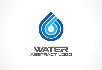 Abstract logo for business company. Corporate identity design element. Eco ocean, nature, spa, aqua Logotype idea. Water drop and wave, blue sea, fresh liquid concept. Colorful Vector line icon