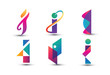 Abstract Colorful I Logo - Set of Letter I Logo