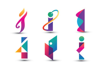 Wall Mural - Abstract Colorful I Logo - Set of Letter I Logo