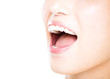 Leinwandbild Motiv closeup young woman with great healthy white teeth