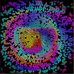 Aufkleber - Pink blue yellow triangle circle on black background