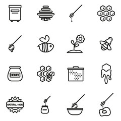 Wall Mural - Vector line honey icon set