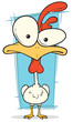 Cartoon crazy chicken with big eyes