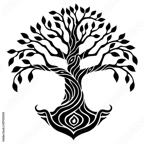 Download Vector illustration, decorative tree of life, black and ...