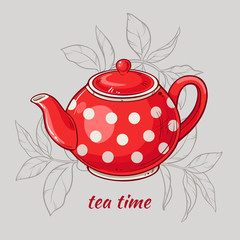 Wall Mural - red teapot