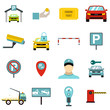 © ylivdesign - Flat parking icons set. Universal parking icons to use for web and mobile UI, set of basic parking elements isolated vector illustration