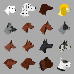 Wall Mural - Flat dog icons set. Universal dog icons to use for web and mobile UI, set of basic dog elements isolated vector illustration