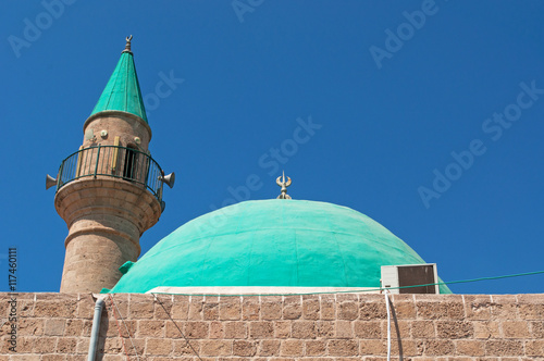 Acri Israele La Cupola Verde E Il Minareto Della Moschea Al Jazzar Nella Citta Vecchia Il 3 Settembre 2015 Buy This Stock Photo And Explore Similar Images At Adobe Stock Adobe Stock