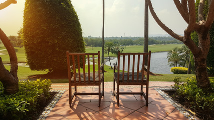 Chair in the resort hoel and golf club field