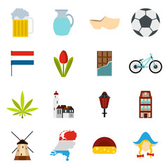 flat netherlands icons set. universal netherlands icons to use for web and mobile ui, set of basic n
