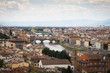 Magnificent view over the historical center of Florence in Italy. The photo is taken from piazzale Michelangelo and shows the Arno river, the Duomo and many other churches and buildings 