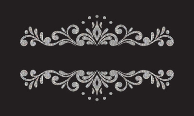 Wall Mural - Elegant luxury vintage silver floral border