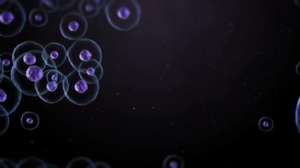Poster - loopable 3d rendering molecule background with .semitransparent sphere around with displace surface