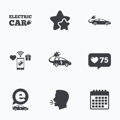 Poster - Electric car sign. Sedan and Hatchback transport