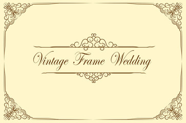 Fototapete - Gold photo frame with corner line floral for picture, Vector design decoration pattern style.frame floral border template, wood frame border design is patterned Thai style
