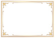© vat2522 - Gold photo frame with corner line floral for picture, Vector design decoration pattern style.frame floral border template,wood frame design is patterned Thai style.frame gold metal beautiful corner.