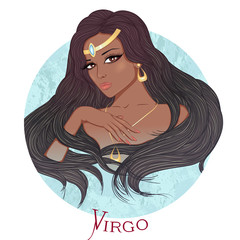 Astrological sign of Virgo as a beautiful african american girl