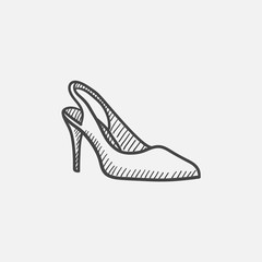 Poster - High heel shoe sketch icon.