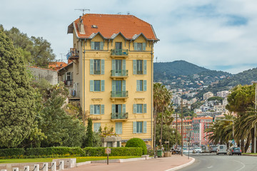 Wall Mural - Mediterranean house facade with ornate metal work in Nice, France