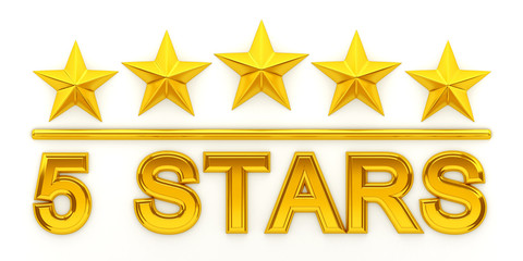 Wall Mural - Five golden stars - 3d rendering