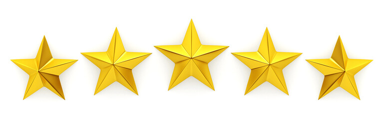 Wall Mural - Five golden stars - 3d rendering