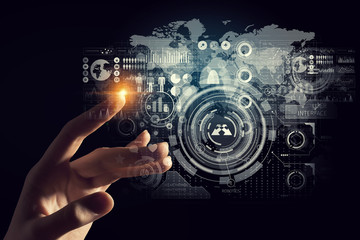 Poster - Modern technologies for business . Mixed media
