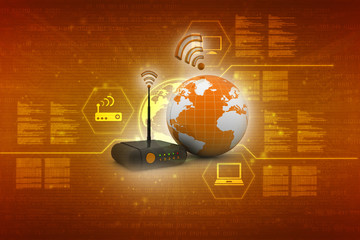 Poster - 3d rendering Transmitter wi-fi
