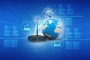 Poster - 3d rendering Transmitter wi-fi

