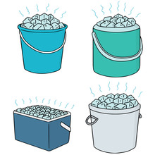 Vector Set Of Ice Bucket