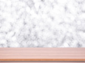 Wall Mural - Wood Empty material wooden, deck, table with blurred abstract background