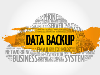 Poster - data backup word cloud collage, business concept background