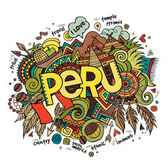 Wall Mural - peru hand lettering and doodles elements background