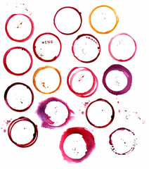 Set of vector stains from glasses of wine