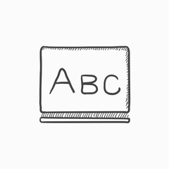 Poster - Letters abc on blackboard sketch icon.