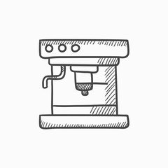 Sticker - Coffee maker sketch icon.